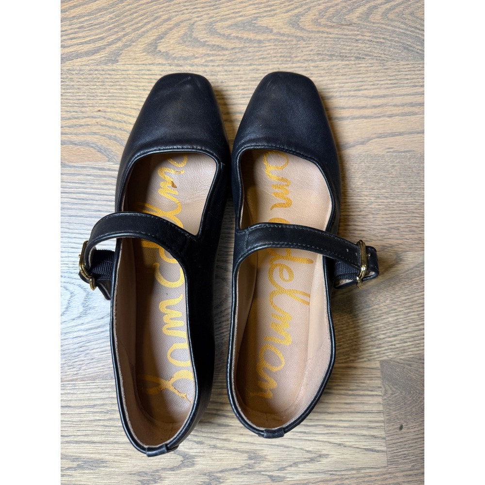 Sam Edelman Michaela Mary Jane Black Leather Square Toe Flats Womens 9